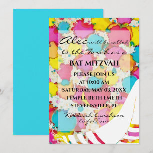BM Bat Bar Mitzvah Confetti Tallit Uitnodiging