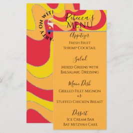 BM Bat Bar Mitzvah Elegant Zilveren Werveltje Eten Menu