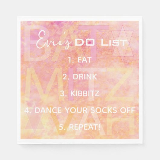 BM Bat Bar Mitzvah Gewoon Subtiele servetten (Voorkant)