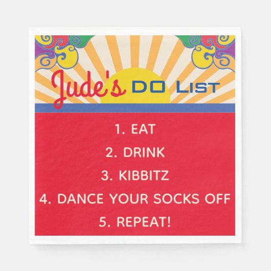 BM Bat Bar Mitzvah Hippie Thema servetten (Voorkant)