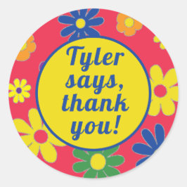 BM Bat Bar Mitzvah Sticker Ronde Bloemen