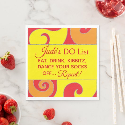 BM Bat Bar Mitzvah Zilveren Werveltjes Servetten (Insitu)