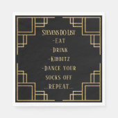 BM Bat Bar Mitzvah Zwart Art Deco Servet (Voorkant)