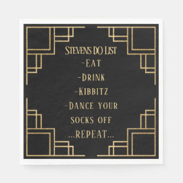 BM Bat Bar Mitzvah Zwart Art Deco Servet