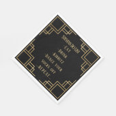 BM Bat Bar Mitzvah Zwart Art Deco Servet (Hoek)