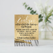 BM Bat/Bat Mitzvah Elegant Goud Briefkaart Invite (Staand voorkant)