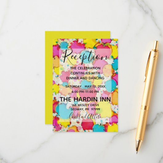 BM Bat Mitzvah Bar Mitzvah Confetti Receptie Kaart (Voorkant / Achterkant in situ)