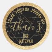 BM Bat Mitzvah Bar Mitzvah Gold Stars Ronde Sticker (Voorkant)
