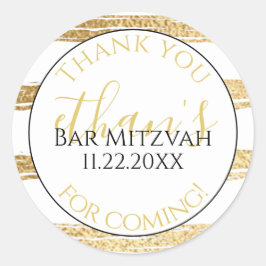 BM Bat Mitzvah Bar Mitzvah Gold Stripes Elegant Ronde Sticker