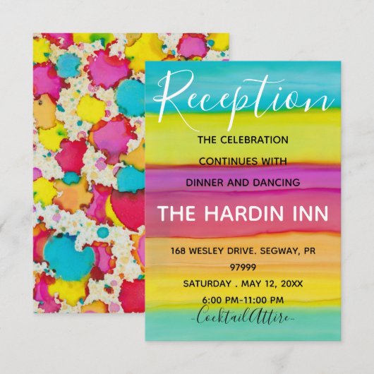 BM Bat Mitzvah Bar Mitzvah Kleurrijke Receptie Kaa Informatiekaartje (Voorkant / Achterkant)