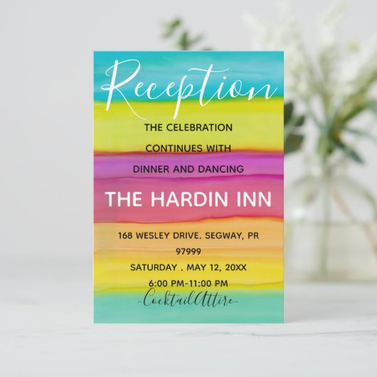 BM Bat Mitzvah Bar Mitzvah Kleurrijke Receptie Kaa Informatiekaartje (Staand voorkant)