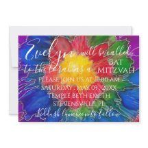 BM Bat Mitzvah Bar Mitzvah Kleurrijke Uitnodiging