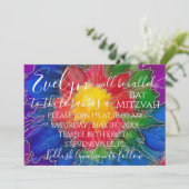 BM Bat Mitzvah Bar Mitzvah Kleurrijke Uitnodiging (Staand voorkant)