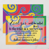 BM Bat Mitzvah Bar Mitzvah Swirls Uitnodiging (Voorkant / Achterkant)