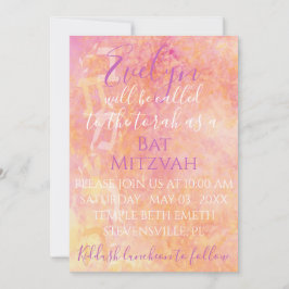 BM Bat N Bar Mitzvah Bloemrijke Subtiele Uitnodigi Kaart
