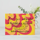 BM Bat N Bar Mitzvah Silvery Waves Uitnodiging (Staand voorkant)