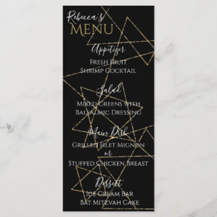BM Bat of Bar Mitswa Gold Stars Menu