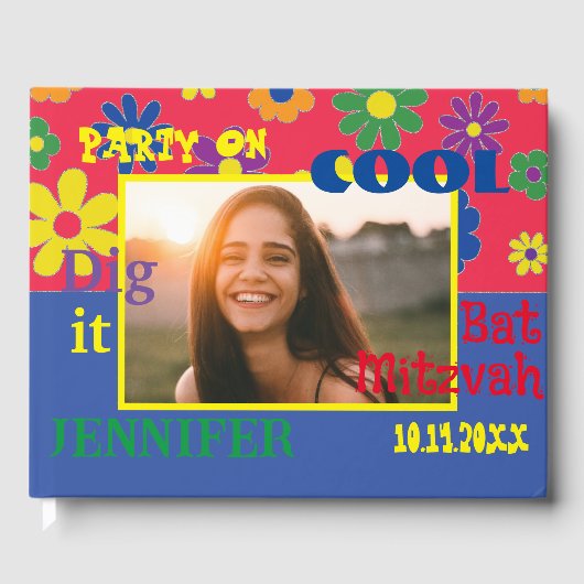 BM Bat of Bar Mitswa Party Flowery Gastenboek (Voorkant)