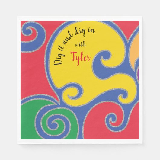 BM Bat of Bar Mitswa servet Glittery Swirls (Voorkant)