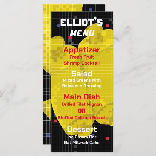 BM Bat of Bar Mitswa SPEL OP het menu (Voorkant / Achterkant)