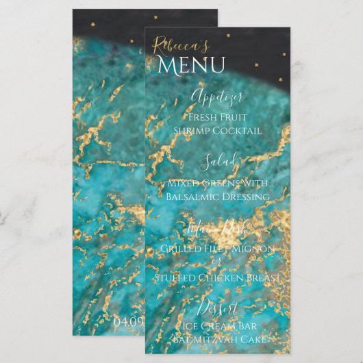 BM Bat of Bar Mitswa uit dit wereldmenu Menu (Voorkant / Achterkant)