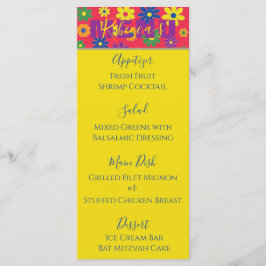 BM Bat of Bar Mitzvah Elegant Bloemen Voedsel Menu