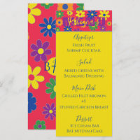 BM Bat of Bar Mitzvah Elegant Bloemen Voedsel Menu