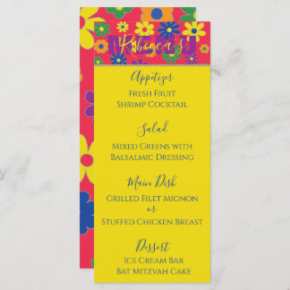BM Bat of Bar Mitzvah Elegant Bloemen Voedsel Menu