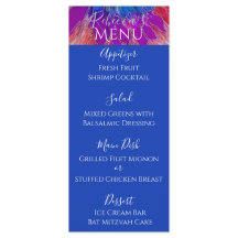 BM Bat of Bar Mitzvah Elegant Tie Dye Food Menu