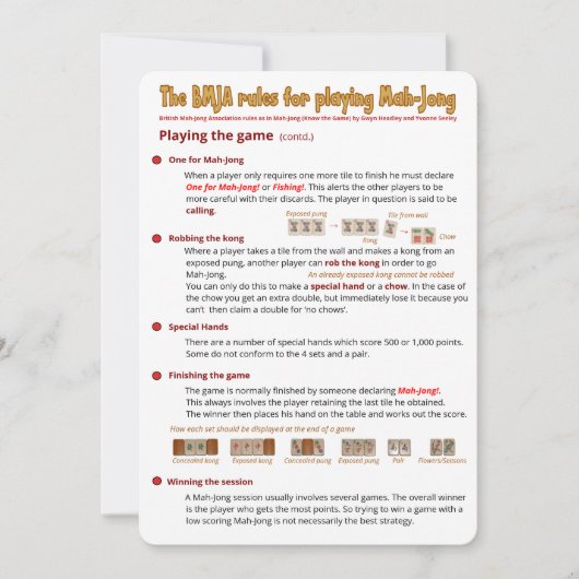 BMJA-regelkaart - Het spel afspelen (2) Kaart (Voorkant)