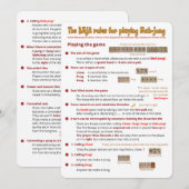 BMJA spelregels kaart – Het spel spelen (1) (Voorkant / Achterkant)