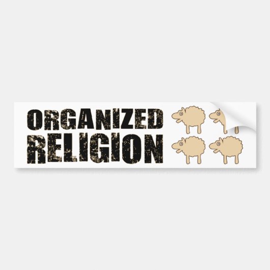 BMP Organised Religion (schapen) Bumpersticker (Voorkant)