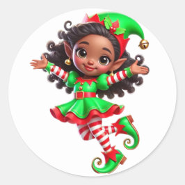 BMSC Santa's Little Helper Elf Sticker, V1 Ronde Sticker