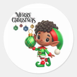 BMSC Santa's Little Helper Elf Sticker, V4 Ronde Sticker