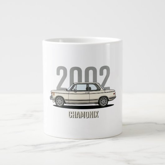 BMW 2002 Chamonix Witte Klassieke Auto Grote Koffiekop (Voorkant)