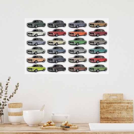BMW 2002 Multi-Car-Poster Poster (Keuken)