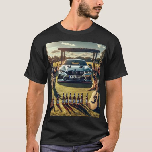 BMW Bier, gitaren en honden T-shirt (Voorkant)