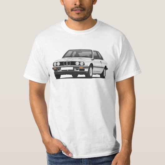 BMW E30 (3-serie), zilverillustratie, T-shirt (Voorkant)