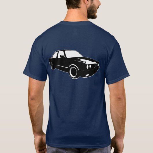 BMW E30 sedan en badge T-shirt (Achterkant)