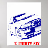 BMW E 36 THIRTY SIX E36 ers Bimmer Poster (Voorkant)