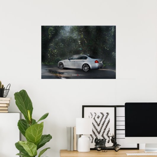 BMW M3 E90 in de Mist Poster (Thuiskantoor)