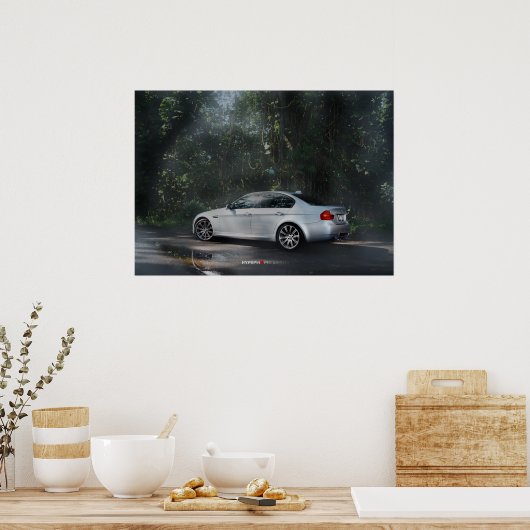 BMW M3 E90 in de Mist Poster (Keuken)