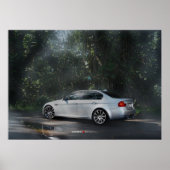 BMW M3 E90 in de Mist Poster (Voorkant)