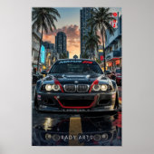 BMW M3 Front Uitzicht City Streets Art Poster (Voorkant)
