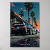 BMW M3 Night Drive Boardwalk Art Poster (Voorkant)