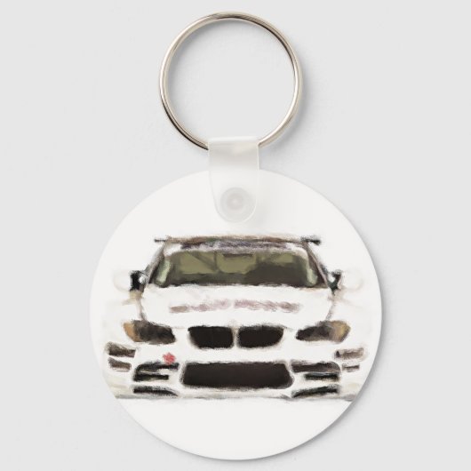 BMW M3 Racing Car Hand Painted Art Brush Sjabloon Sleutelhanger (Voorkant)