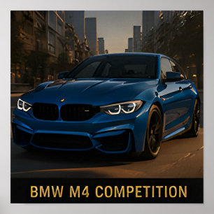 BMW M4 Competition moderne Duitse sportwagen Poster