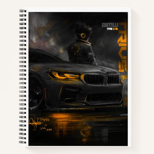 BMW m5 met oranje accenten Notitieboek (Voorkant)