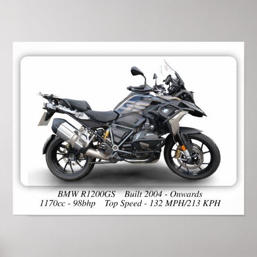 BMW R1200GS-motorfiets - Afdrukformaat A3 Poster (Voorkant)