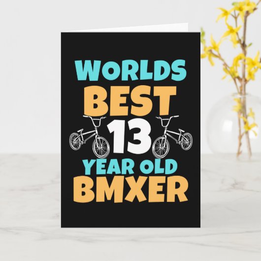 BMX 13-jarig kostuum van de Birthday Party Kaart (Gele Bloem)